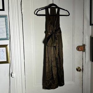 Nellie Partow brown silk halter dress